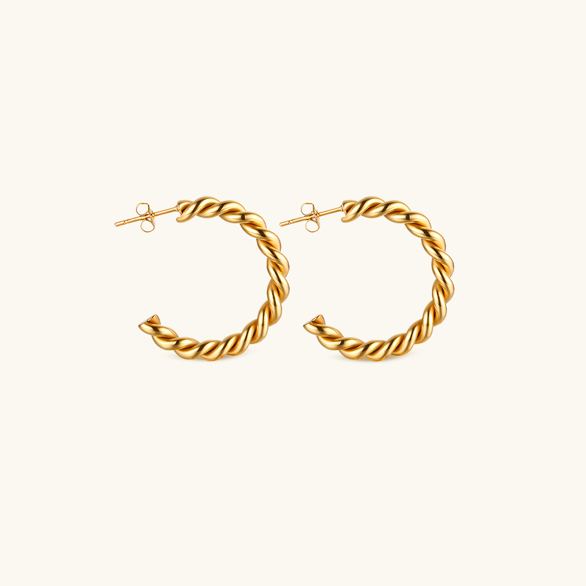 Sofia Twist Rope Hoop Earrings 18K Gold Plated - Gold