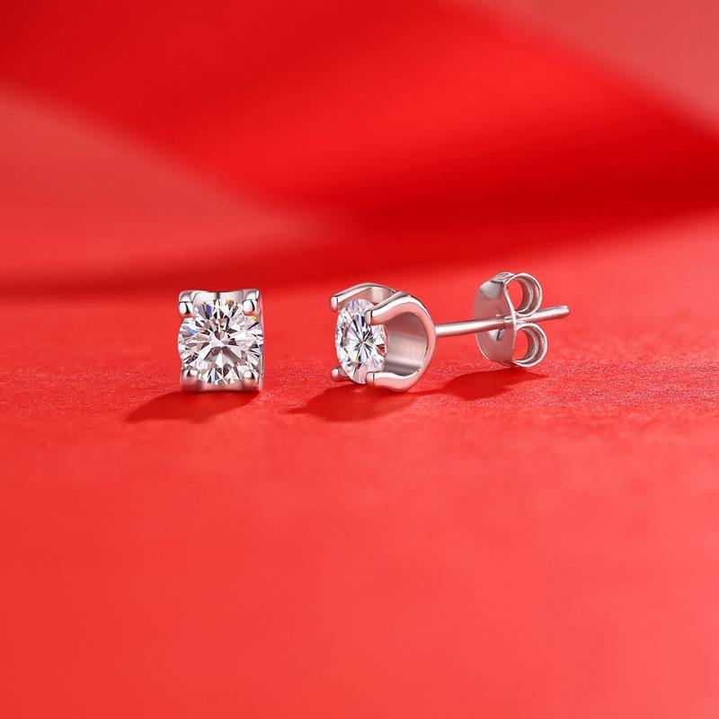 Moissanite Series Sweet Cube Sugar Sterling Silver Stud Earrings