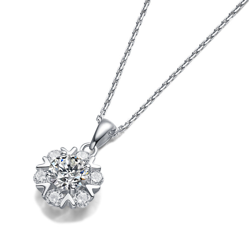 Moissanite Series Romantic Snowflake Sterling Silver Necklace