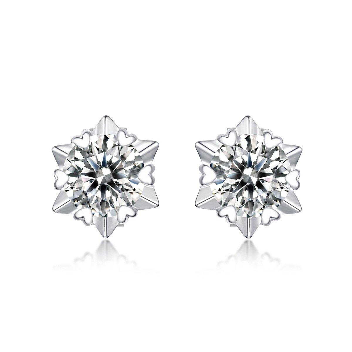 Moissanite Series Romantic Snowflake Sterling Silver Stud Earrings