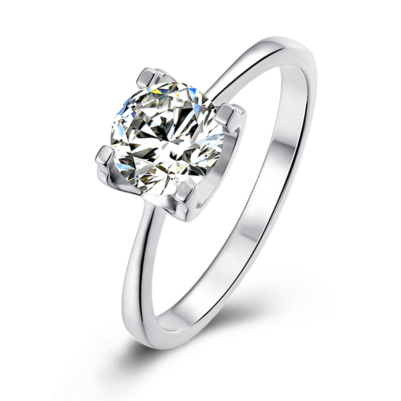 Solitaire Round Cut Moissanite Engagement Ring