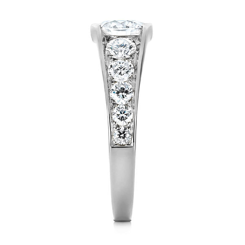 Bezel Round Moissanite Channel Euro Shank Engagement Ring