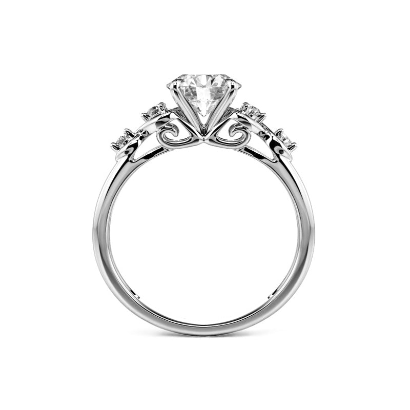 Cathedral Round Moissanite Infinity Accents Engagement Ring