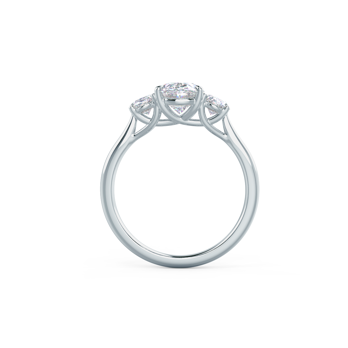 Classic Three Stone Oval Cut Moissanite Engagement Ring