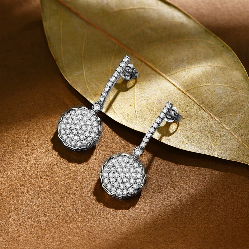 Cluster Moissanite Pave Drop Earrings In Sterling Silver