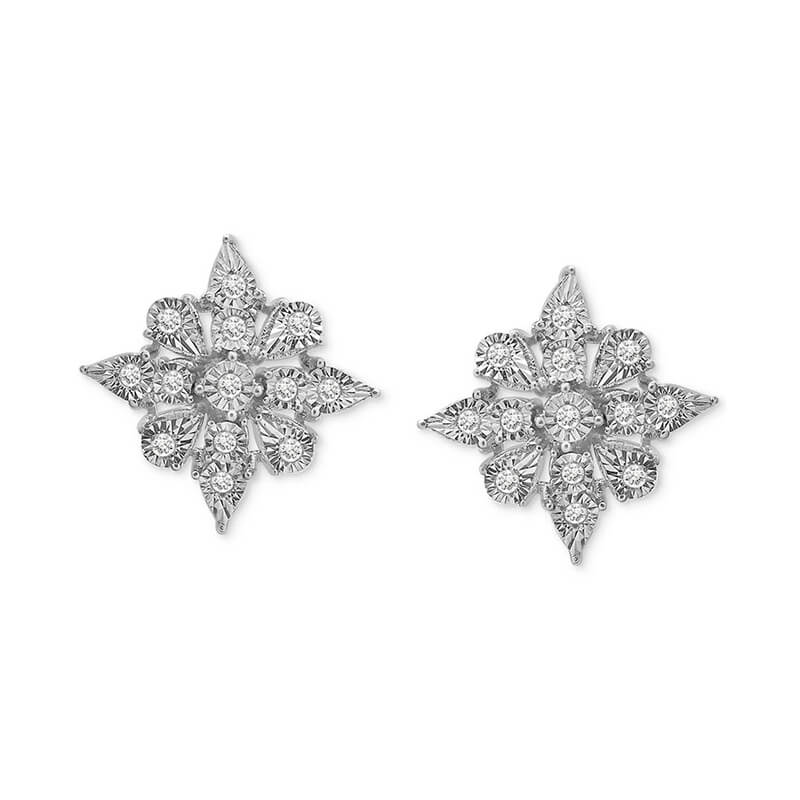 Cluster Star Moissanite Stud Earrings In Sterling Silver