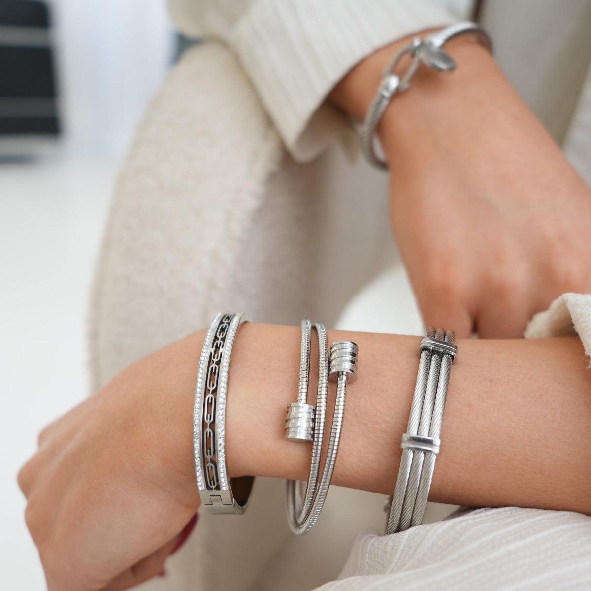 Twister Bangle Bracelet - Silver