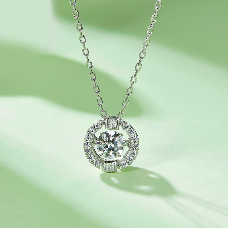 Dancing Moissanite Around You Pave Necklace in Sterling Silver