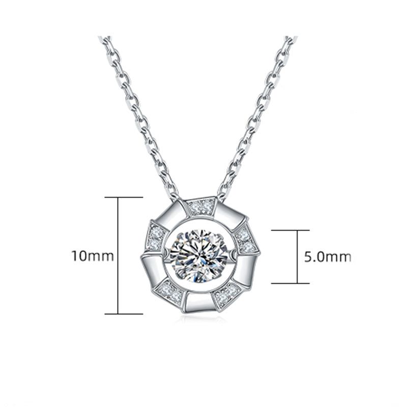 Dancing Moissanite Bamboo Side Stone Necklace in Sterling Silver