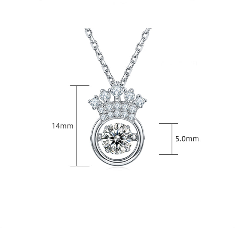 Dancing Moissanite Crown Necklace in Sterling Silver