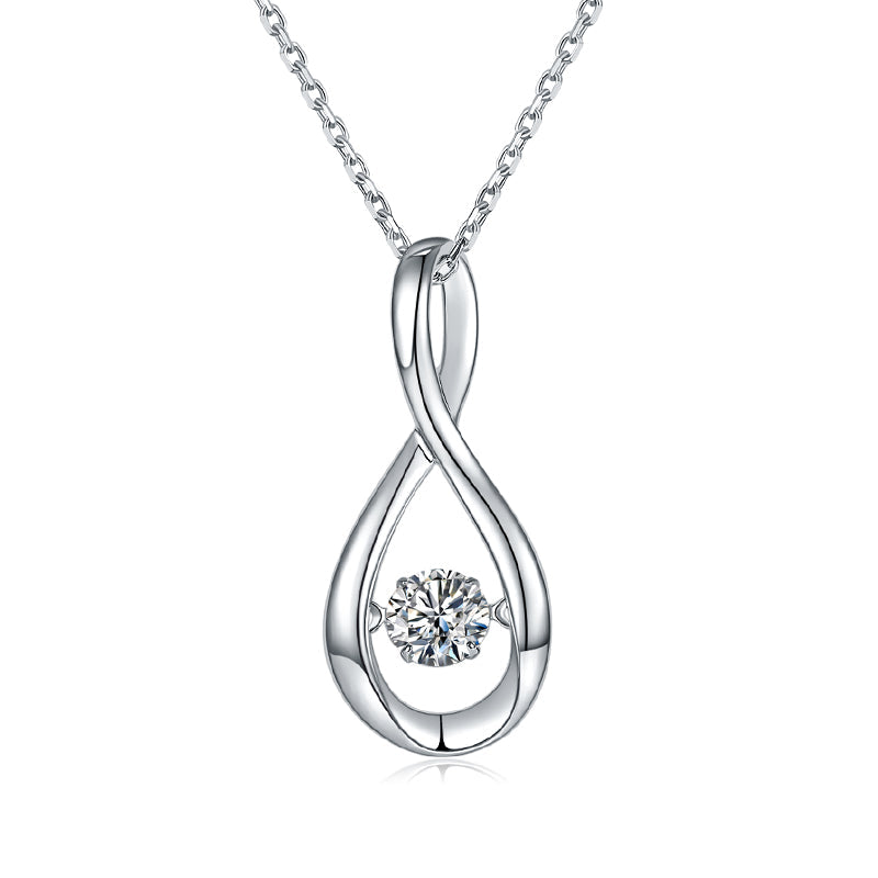 Dancing Moissanite Infinity Necklace in Sterling Silver