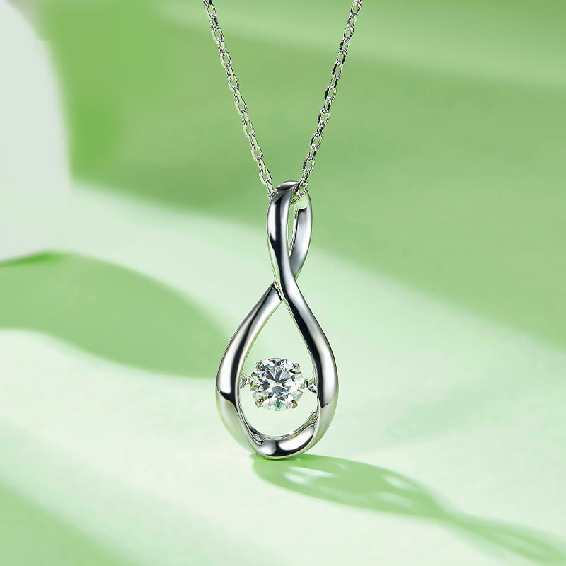 Dancing Moissanite Infinity Necklace in Sterling Silver