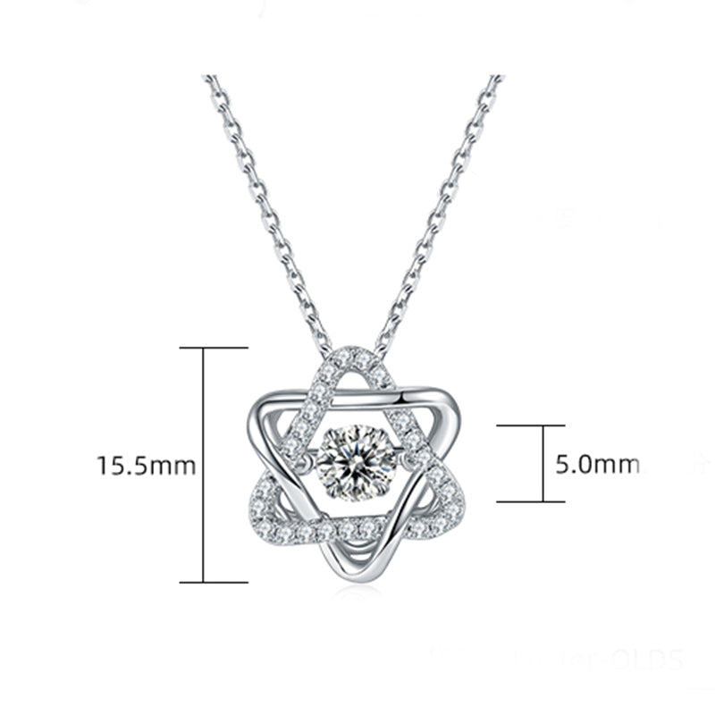 Dancing Moissanite Six Pointed Star Necklace in Sterling Silver