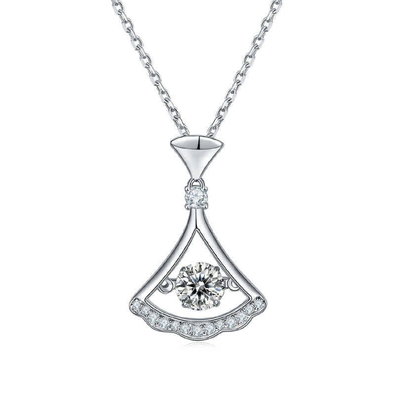 Dancing Moissanite Skirt Necklace in Sterling Silver