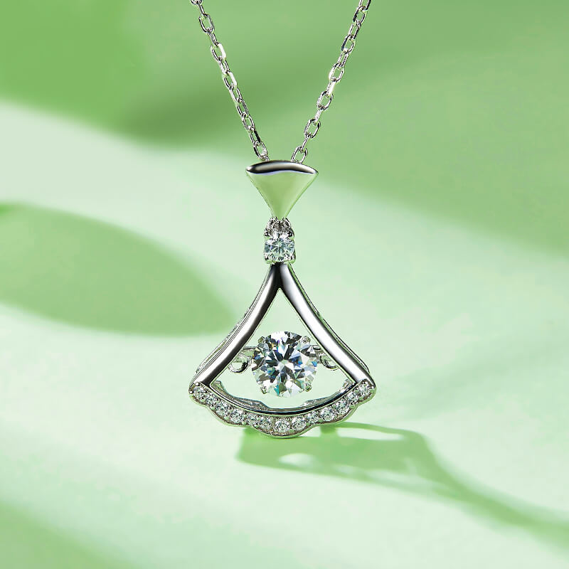 Dancing Moissanite Skirt Necklace in Sterling Silver