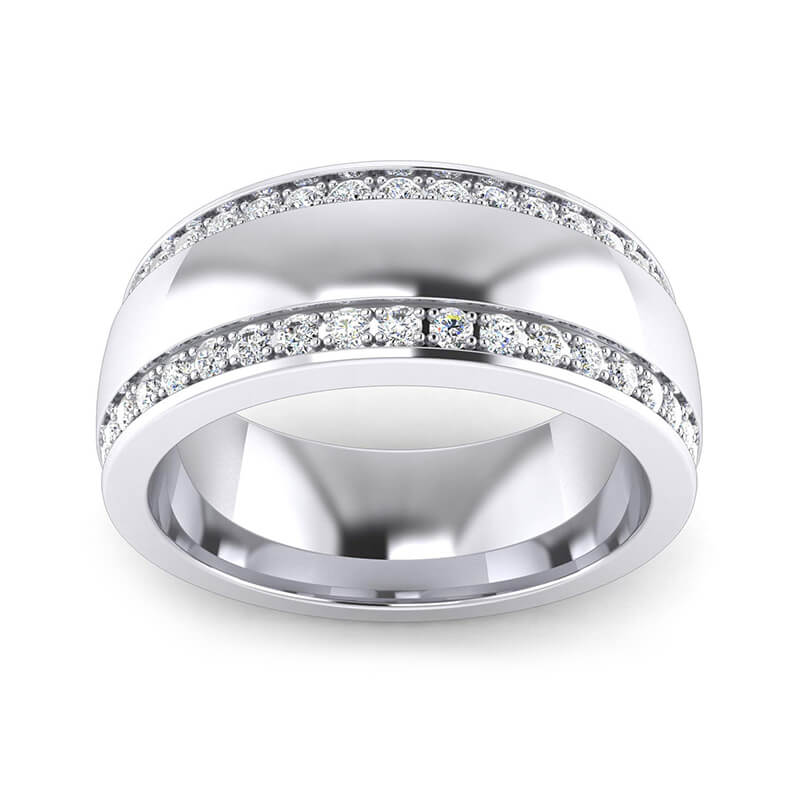 Domed Double Row Moissanite Eternity Wedding Band