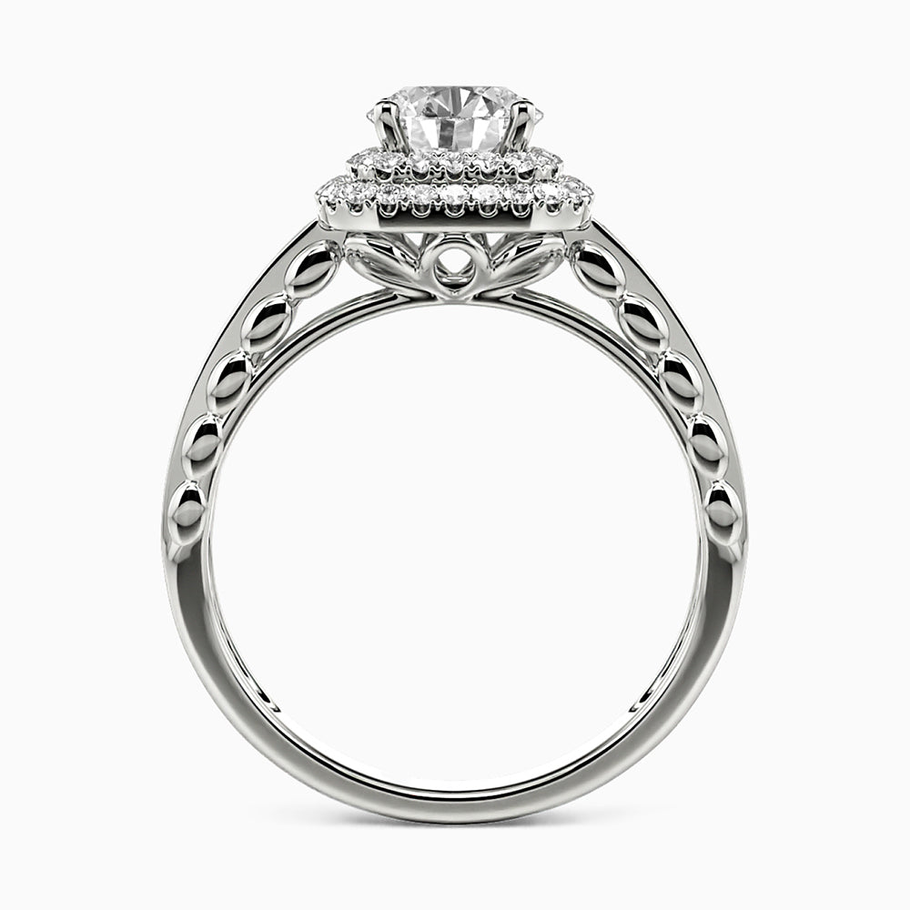 Double Halo Moissanite Channel Set Engagement Ring