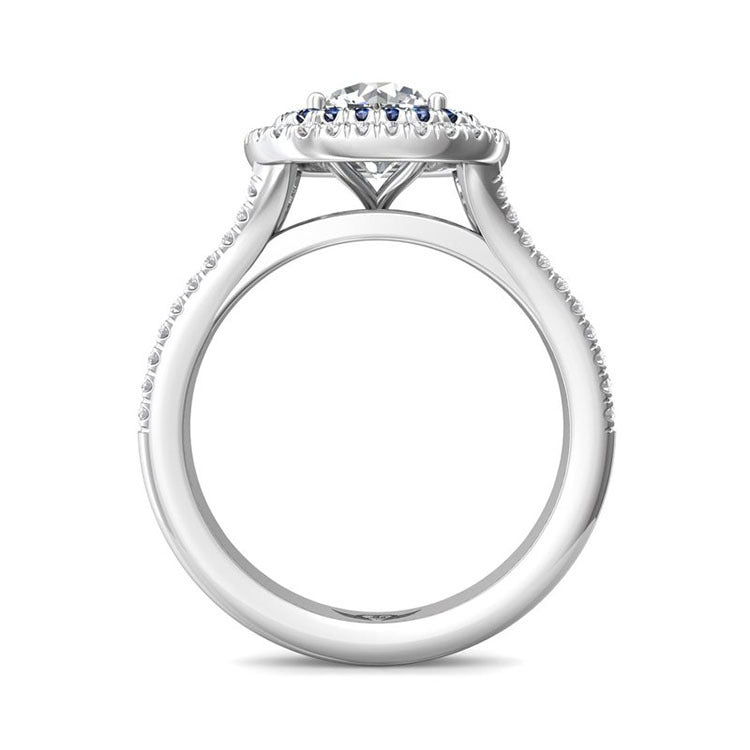 Double Halo Moissanite Split Shank Pave Engagement Ring