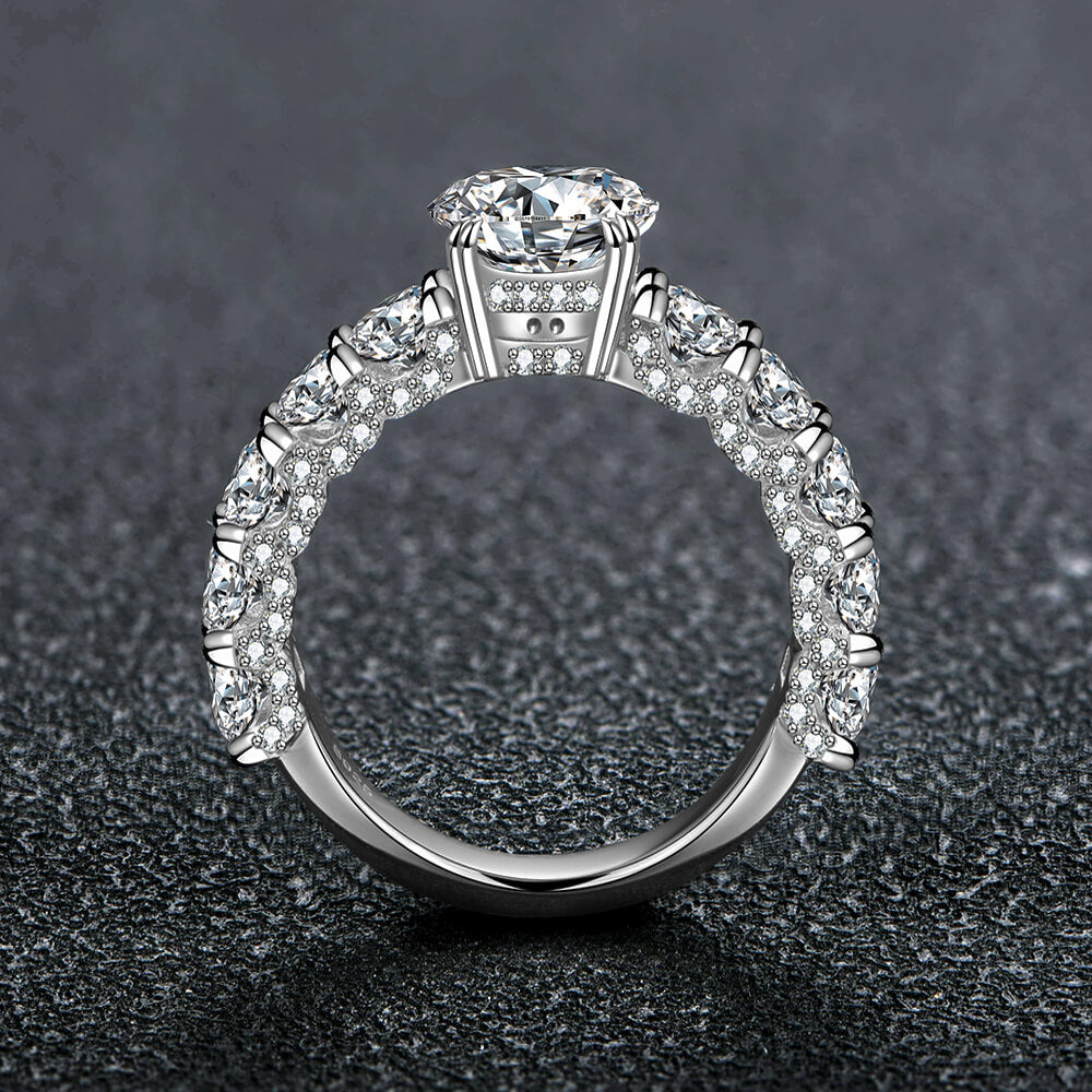 Eleven Stone Round Cut Moissanite Half Eternity Engagement Ring