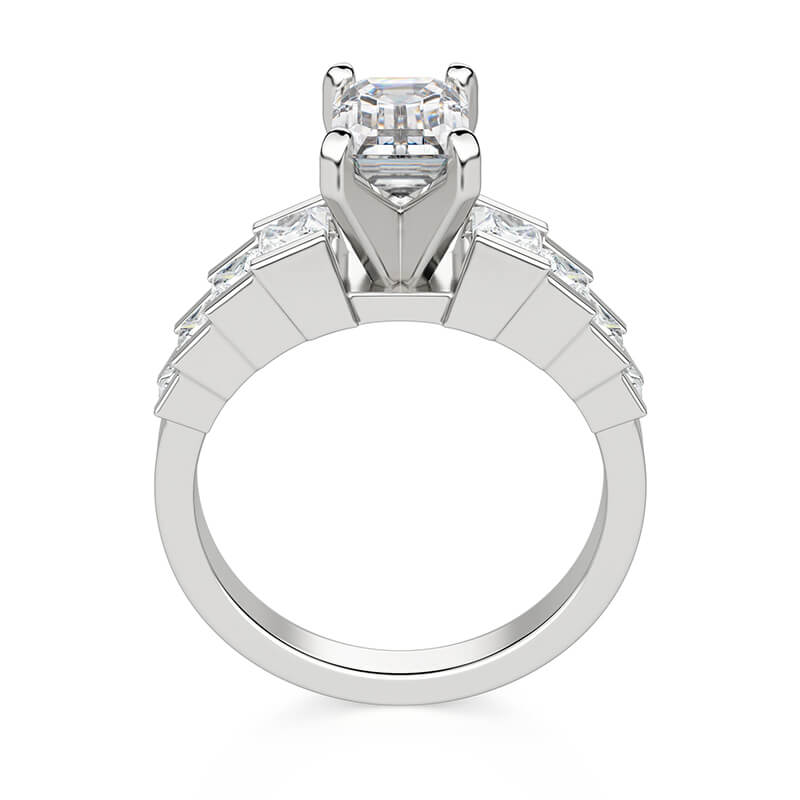 Emerald-Cut Moissanite Staircase Channel Set Engagement Ring