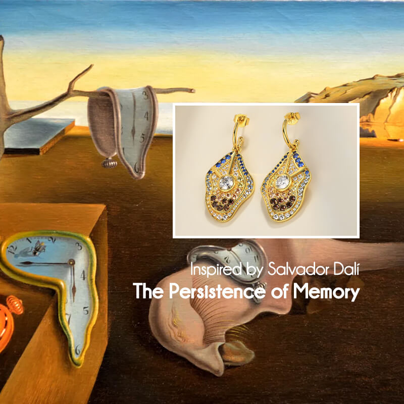 Famous Paintings "The Persistence of Memory" Inspired Moissanite Drop Earrings