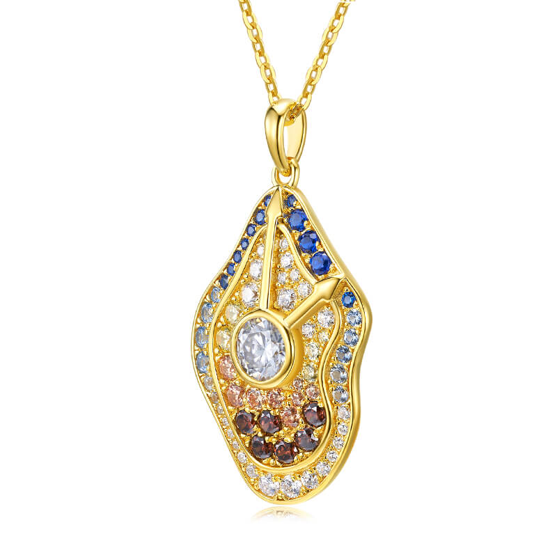 Famous Paintings "The Persistence of Memory" Inspired Moissanite Drop Necklace