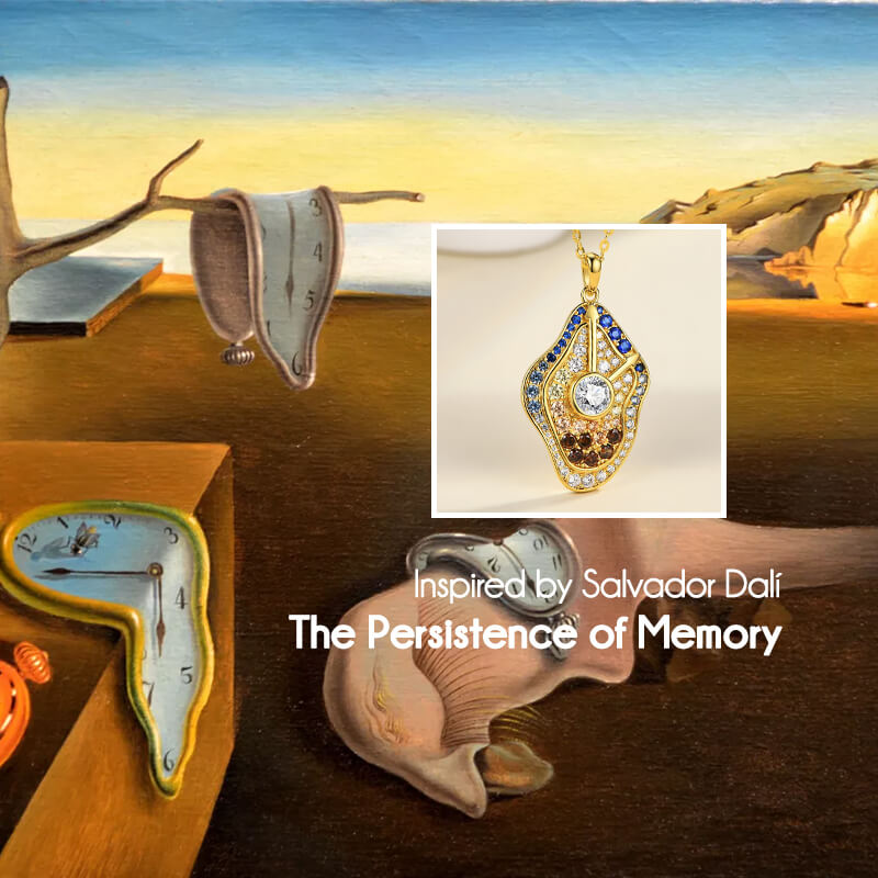 Famous Paintings "The Persistence of Memory" Inspired Moissanite Drop Necklace