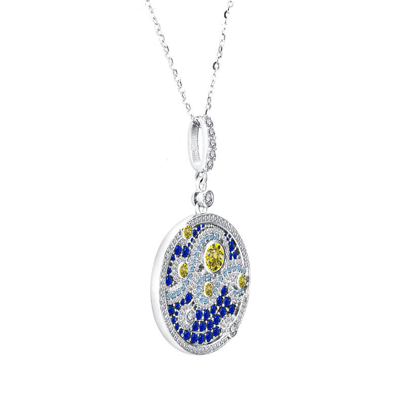 Famous Paintings "The Starry Night" Inspired Moissanite Drop Necklace