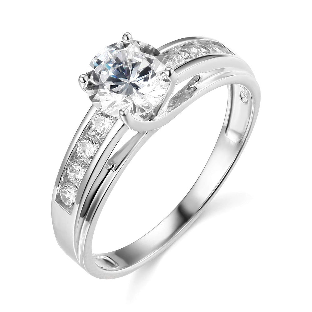 Fashion Round Moissanite Channel Set Engagement Ring