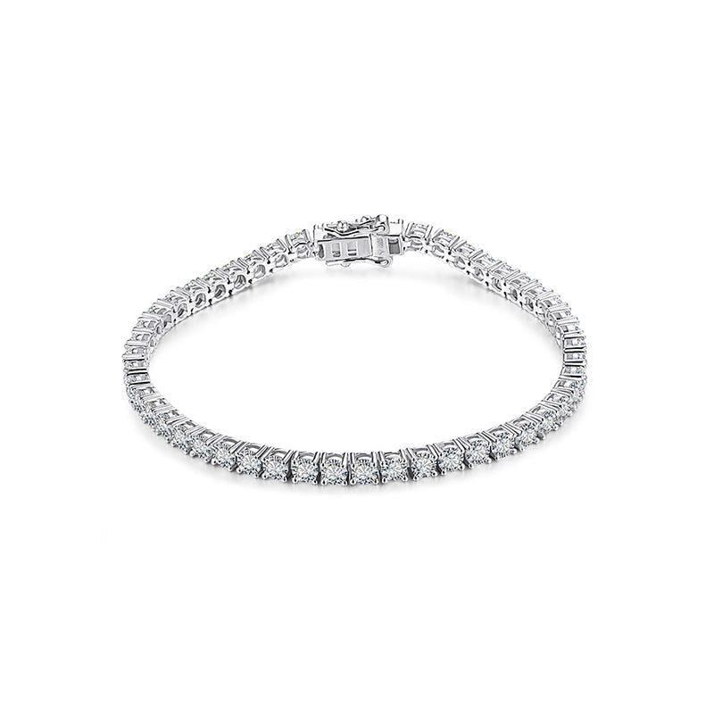 Fashion Round Moissanite Tennis Sterling Silver Bracelet