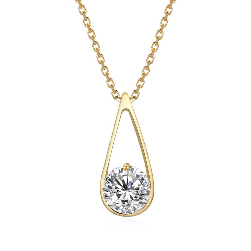 Fashion Solitaire Round Moissanite Sterling Silver Necklace