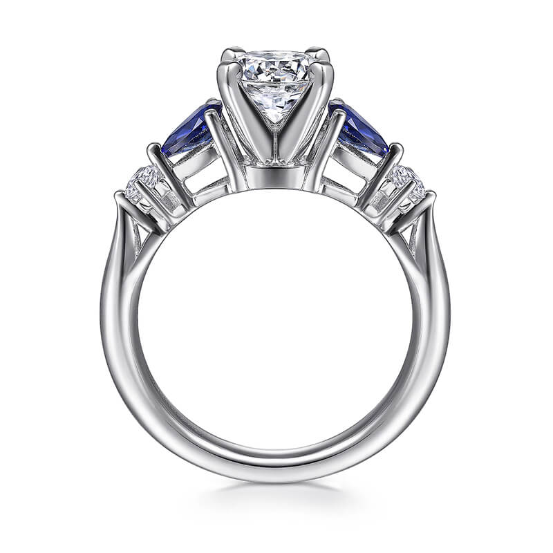 Five Stone Moissanite And Sapphire Engagement Ring