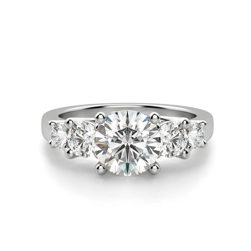 Five Stone Trellis Moissanite Sidestone Engagement Ring