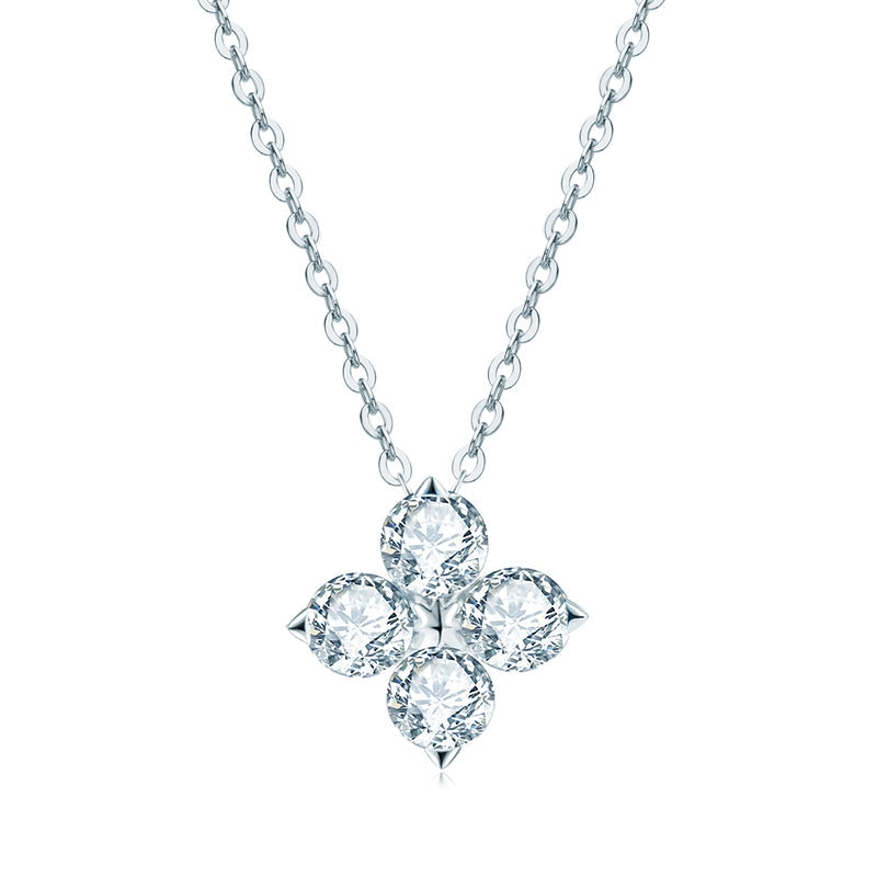 Four Stone Moissanite Cluster Pendant Necklace