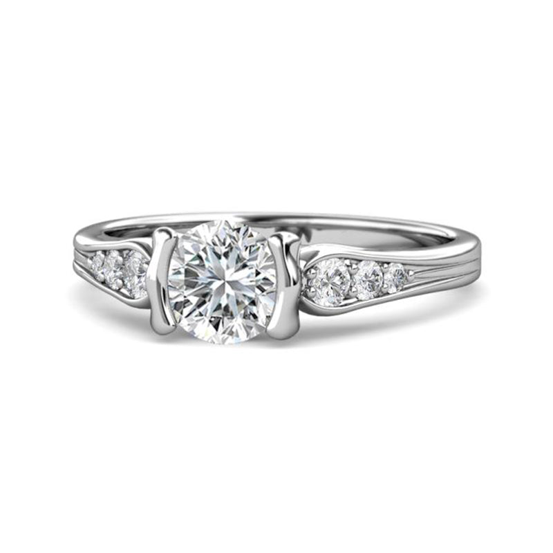 Half Bezel Moissanite Channel Set Engagement Ring