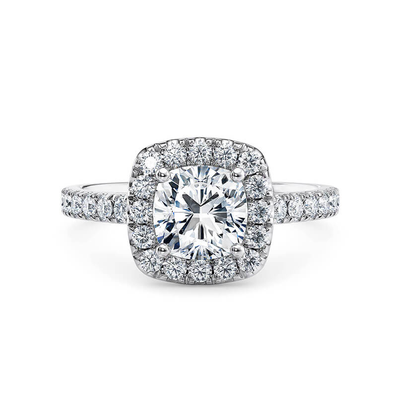 Halo Cushion Moissanite Pave Engagement Ring