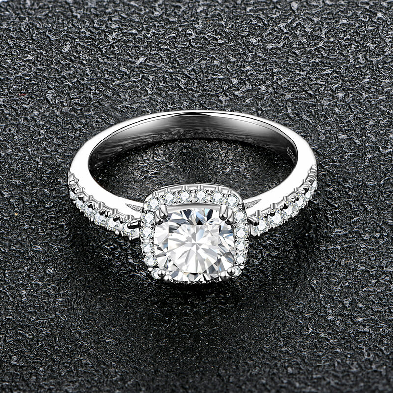 Halo Cushion Moissanite Pave Engagement Ring