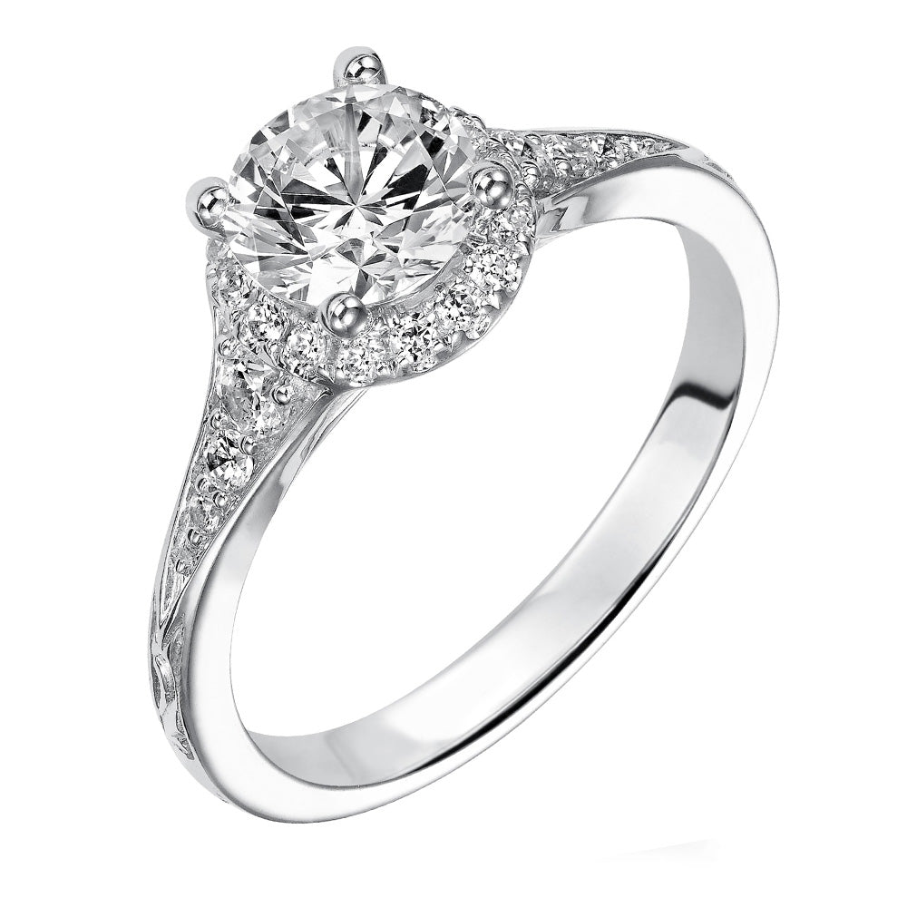 Halo Moissanite With Accents Engagement Ring