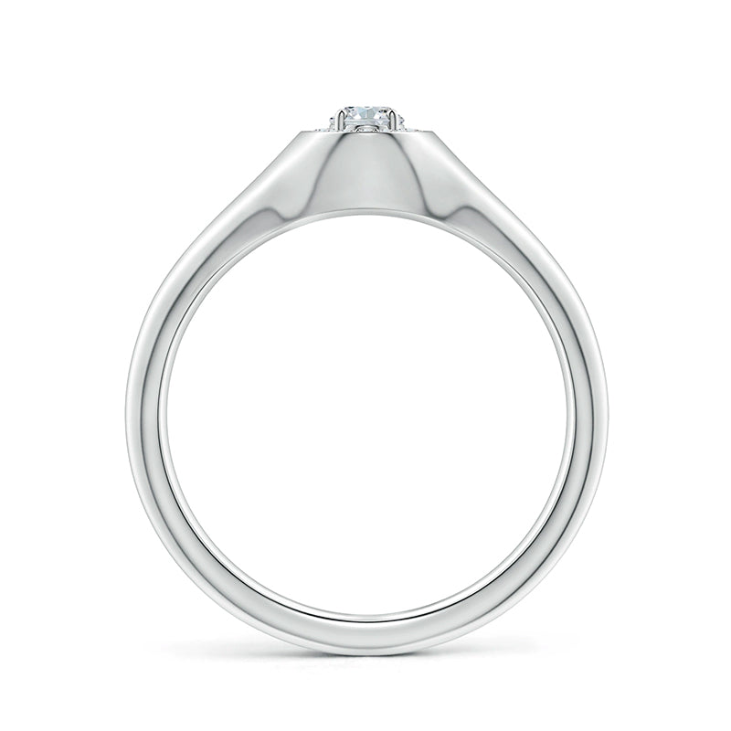 Halo Oval Moissanite Signet Engagement Ring