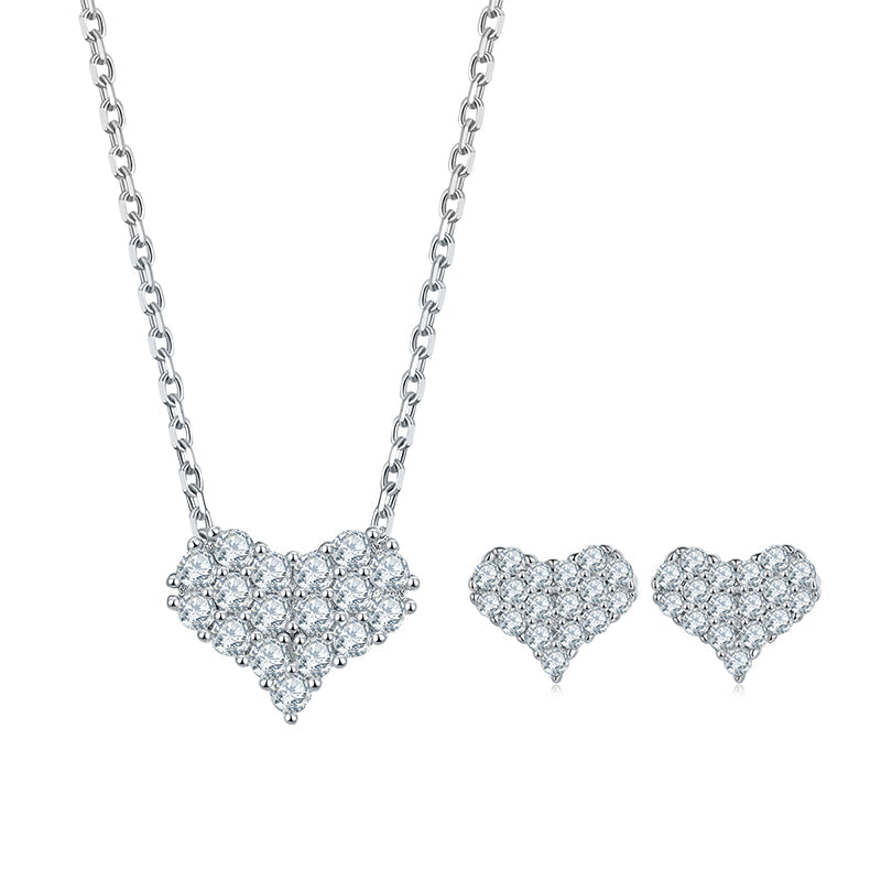 Heart-Shaped Cluster Moissanite Sterling Silver Necklace