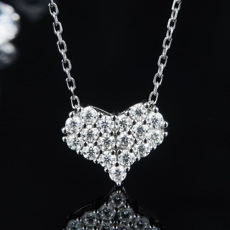 Heart-Shaped Cluster Moissanite Sterling Silver Necklace