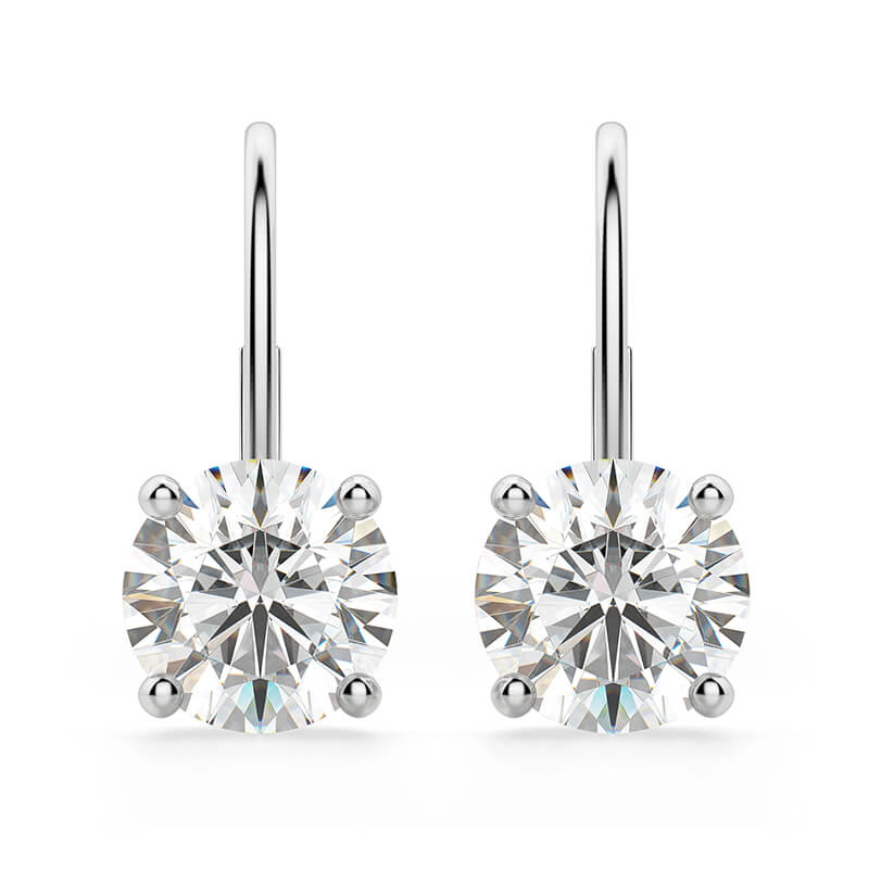 Hoop Moissanite Leverback Earrings In Sterling Silver