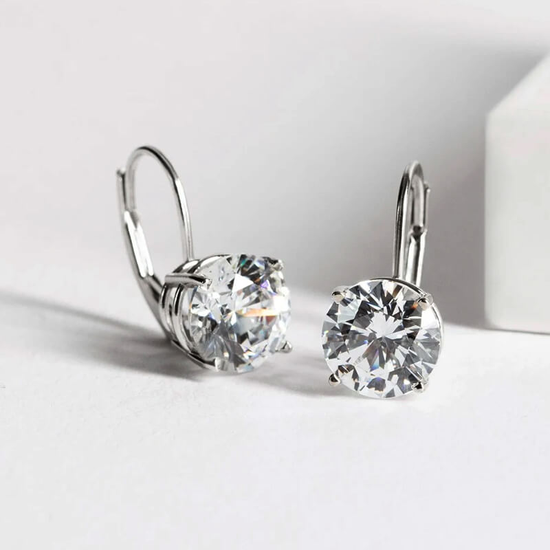 Hoop Moissanite Leverback Earrings In Sterling Silver