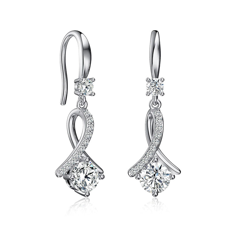 Infinity Moissanite Drop Earrings In Sterling Silver