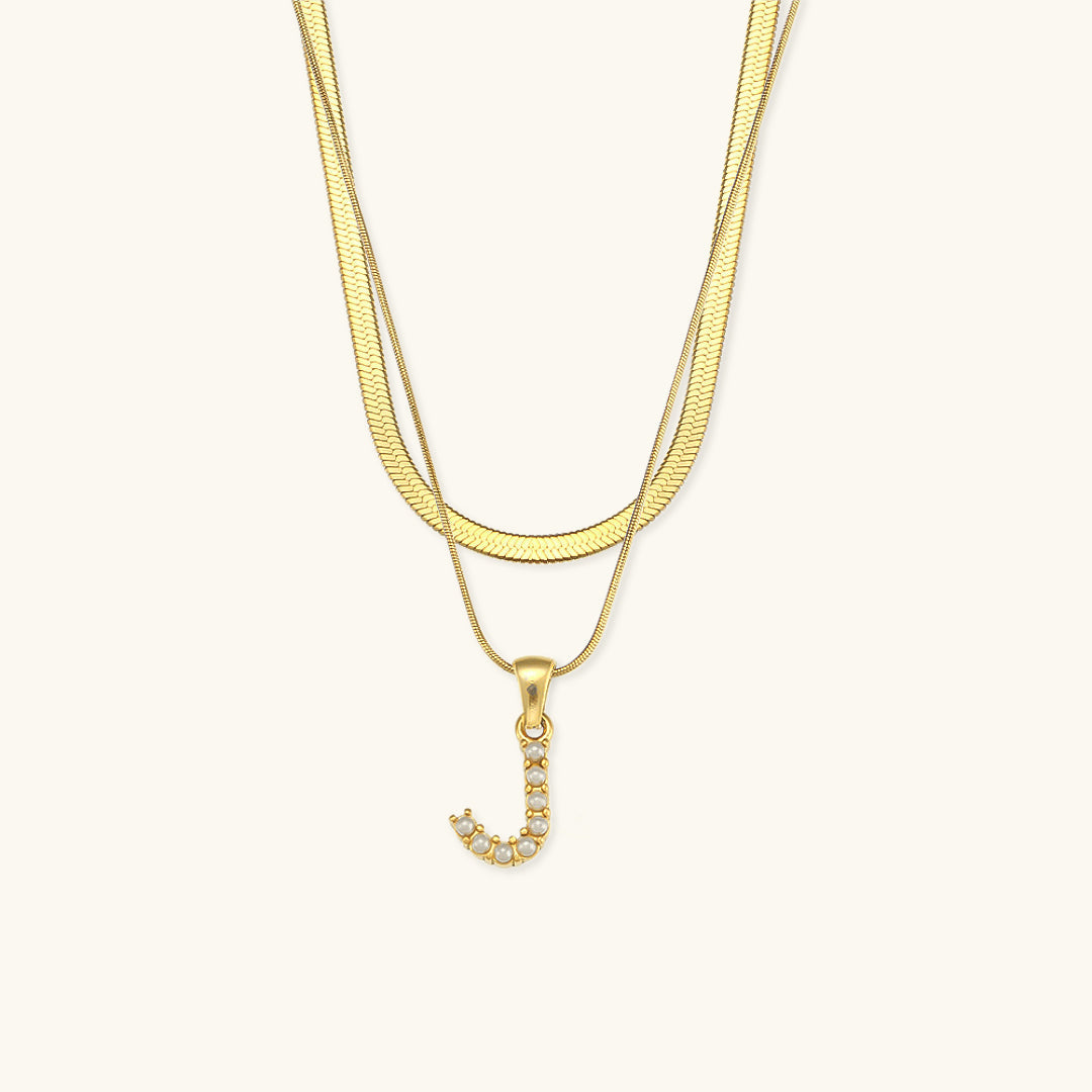 Fiona Layered Gold Initial Letter Necklace