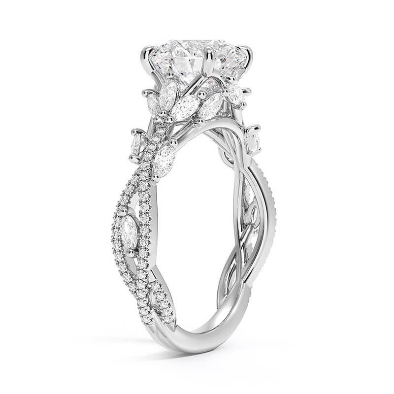 Luxe Cluster Moissanite Twisted Engagement Ring