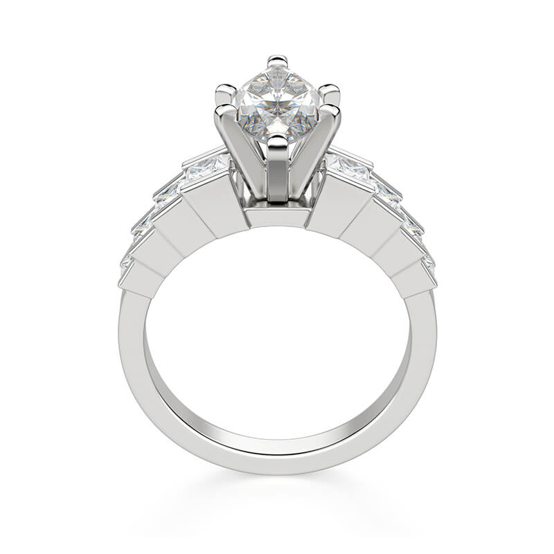 Marquise Cut Moissanite Staircase Channel Set Engagement Ring