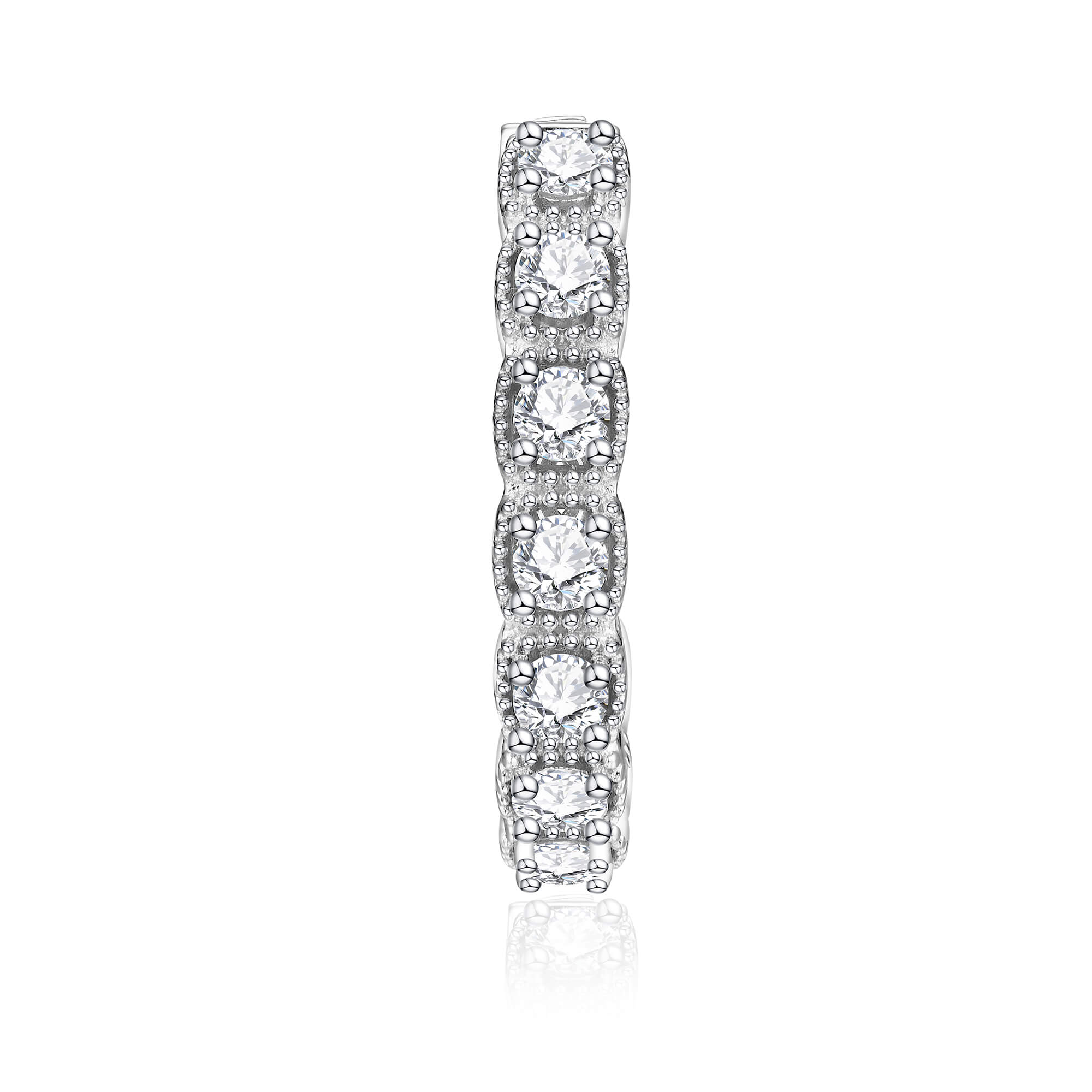 Milgrain Moissanite Square Hoop Earrings In Sterling Silver