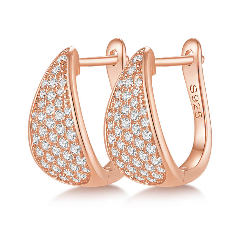 Moissanite Cluster Pave Hoop Earrings In Sterling Silver