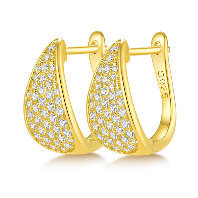 Moissanite Cluster Pave Hoop Earrings In Sterling Silver